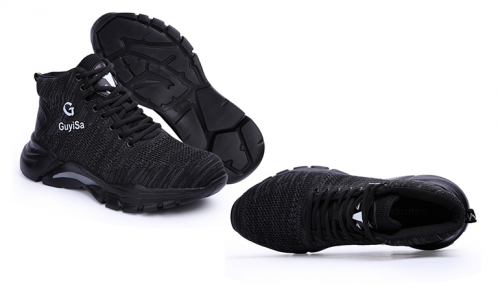 Steel Toes breathable labor protection shoes, anti smashing and anti piercing work safety shoes lightweight protective shoes (Black) 4