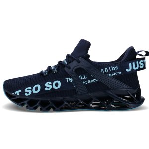 Running Shoes Light Weight Non Slip Athletic Tennis Walking Blade Type Sneakers (Navy Bleu)