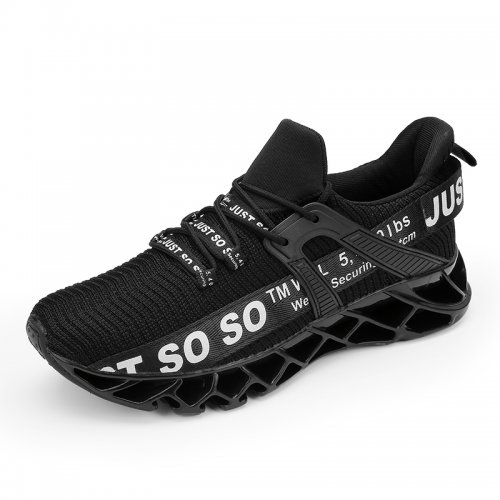 Running Shoes Light Weight Non Slip Athletic Tennis Walking Blade Type Sneakers (Black & White)