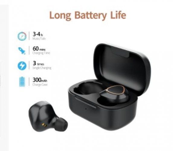 Wireless Bluetooth 5.0 Earphones TWS Headset Earbuds Stereo Headphones With Siri Voice Assistance (Black)