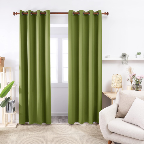 Deconovo Grommet Blackout Curtains, Room Darkening Thermal Insulated Window Curtain,  Begonia Green, 42x63 Inch