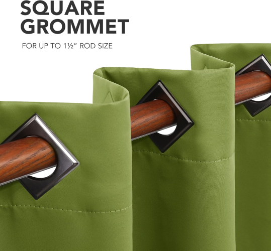 Deconovo Grommet Blackout Curtains, Room Darkening Thermal Insulated Window Curtain,  Begonia Green, 42x63 Inch